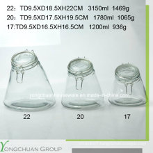 3000ml 1800ml 1200ml Glass Storage Jar with Clip Glass Lid Wholesale Canister